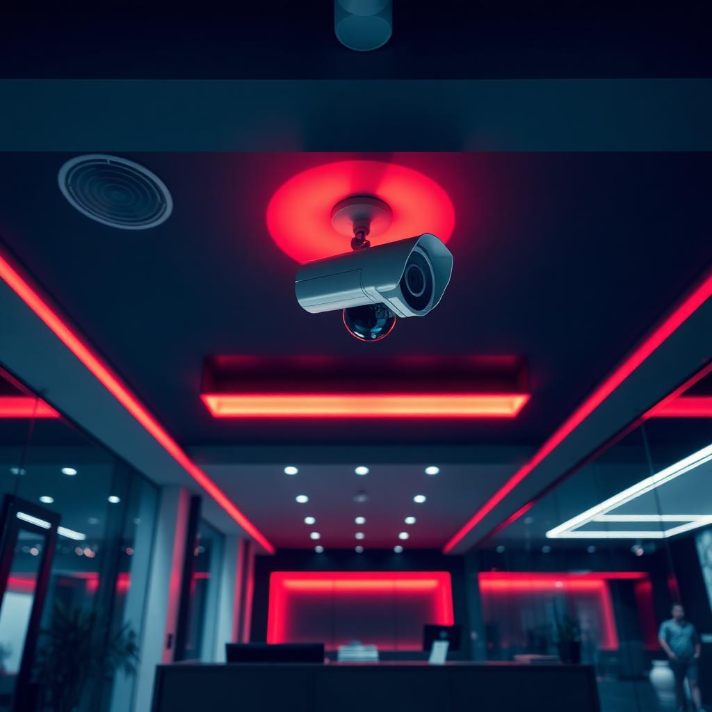 Modern office with security camera